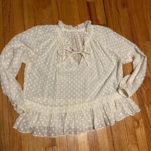 Rebecca Taylor Ruffled Swiss Dot Boho Blouse. No size listed but most likely S-M